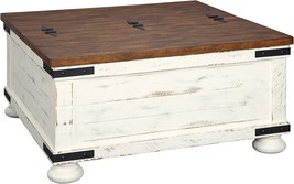 Wystfield Distressed White Farmhouse Sq\. Storage Coffee Table By Signature - £305.03 GBP