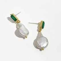 Peri'sBox Large Baroque  Drop Earrings for Women Geometric Genuine Freshwater  E - £9.34 GBP