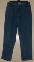Excellent Womens L.L. Bean Relaxed Fit Flannel Lined Blue J EAN S Size 14 - £36.51 GBP
