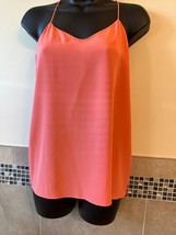 TIBI Salmon Pink Racerback Tank 100% Silk SZ 2 NWOT - £59.62 GBP