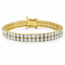 5.5 Karat Künstlicher Diamant 2-Row Tennis Armband 14k Gelbgold Verzinkt... - $110.27