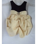 Cinderella Baby Girl Boutique Dress Gathered Beige Black velvet Rhinesto... - $46.52 CAD