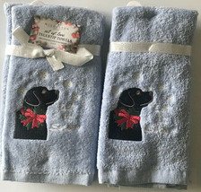 Christmas Fingertip Towels Embroidered Dog Let It Snow Set of 2 Holiday Labrador - £28.88 GBP
