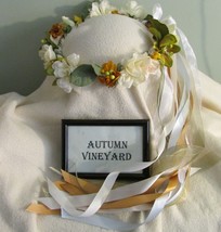 Floral Crown -Autumn Vineyard Faux Flower ivory sage &amp;gold /Renaissance ... - £42.36 GBP