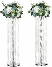 Set Of 2 Luxurious Crystal Flower Stand Wedding Centerpieces On Floor Tall Metal - £61.64 GBP