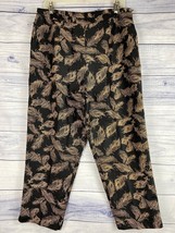 Silkland Feather Print Pants Women Size 14 Lined Side Zip Mother of Pear... - $22.50