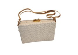 RODO Vintage white Basket Wicker Bag Lacquered Square Designer Made in I... - $94.05