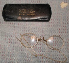 from Estate Victorian 9K GOLD Ladies Eyeglasses with GOLD Chain + Clip + eyecase - £152.71 GBP