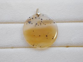 Vintage Estate Round Moss Agate Pendant - £23.89 GBP