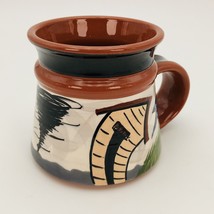 Handmade Hand Painted Tornado Pottery Mug  House Wind Dog Artist Signed 12 oz - £19.98 GBP