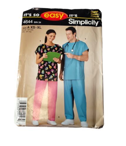 Vtg Simplicity Sewing Pattern 4644 Men's Women's XS-XL Scrubs Tops Bottoms - $6.99