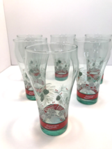 Coca-Cola Bell Top Fountain Glasses Set of 6 Pinecone Vintage Christmas Holiday - £19.34 GBP