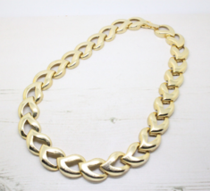 Stylish Vintage 1980s Large Gold Tone Floral Link Collar NECKLACE Jewellery - £17.75 GBP