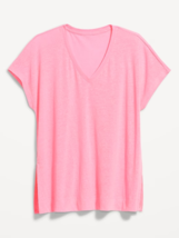 Old Navy Oversized Linen-Blend Tunic T-Shirt Womens S Tall Pink V Neck NEW - £15.46 GBP
