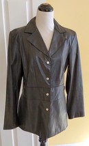 Vintage GUESS Light Black Distressed Leather Jacket w/ Snap Buttons, Wal... - $34.20