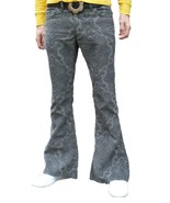 Mens Flares Gray Paisley Corduroy Grey Flared Bell Bottoms Pants Hippy 6... - £44.68 GBP