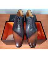 Magnanni 23869 Men's Shoes Gray &amp; Brown Lace Up Leather Dress Shoes EU 4... - $179.00