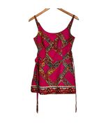 Vintage Cole of California Halter Top Size 12 Hot Pink Print Tie Back El... - $21.88