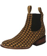 Mens Honey Chelsea Ankle Boots Cowboy Dress Woven Leather Botas Vaquero ... - £136.71 GBP