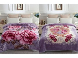 Light Purple Flower - Queen Korean Style Silky Mink Design Reversible Blanket - £67.17 GBP