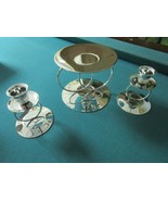 METAL GLOW SET OF 3 RING CANDLE HOLDERS SILVERPLATE NEW 3 PCS - $835.20 MXN