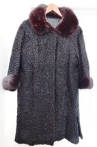 Persian Curly Lamb Women&#39;s Coat Jacket Chocolate Mink Collar Cuffs Long ... - £118.73 GBP