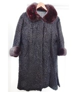 Persian Curly Lamb Women&#39;s Coat Jacket Chocolate Mink Collar Cuffs Long ... - £117.17 GBP