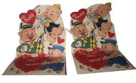 Walt Disney, THREE LITTLE PIGS, Valentine Cards Set Of 2 “Playing Instruments” - £3.88 GBP