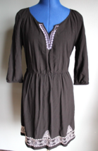 Old Navy Black/White Embroidered 3/4 Sleeve Knee Length Dress ~S~ - £11.75 GBP