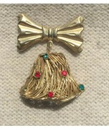 Vintage Costume Jewelry, Christmas Bell Brooch, Woven, Gold Tone, Unique... - $20.10 CAD