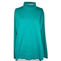 Green Cotton Long Sleeve Mock Neck Top Size XL - £19.44 GBP