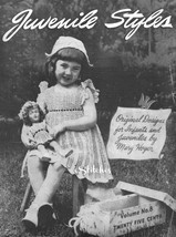 1940s Girls Dress Lacy Sleeveless Dress &amp; Dutch Cap - Crochet pattern (PDF 0965) - £2.99 GBP