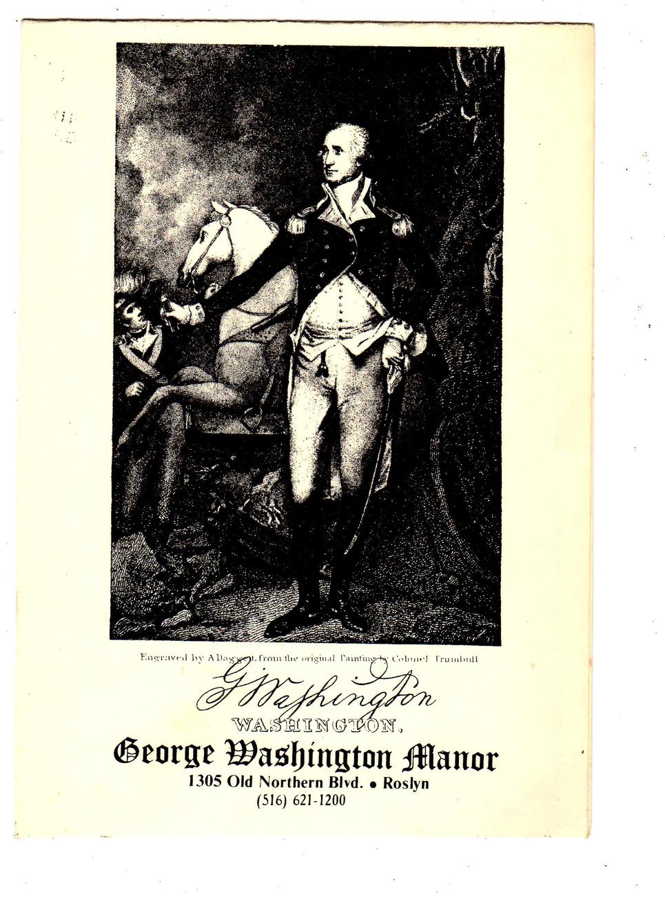 George Washington Manor-(1970&#39;s) - Restraunt Menu  - $2.20