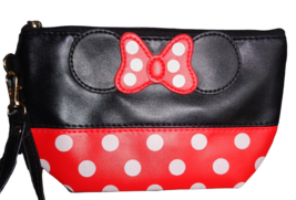 Red Black Polkadot Minnie Mouse Inspired Wristlet Toiletry Cosmetic Travel Bag - £8.69 GBP