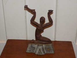 Vintage Art Deco Cast Iron Nude Woman Sculpture - $2,216.71 MXN