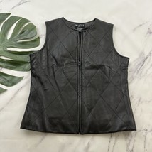 Mixit Womens Vintage Y2k Leather Vest Size 4 Black Zip Up Moto Quilted - $36.62