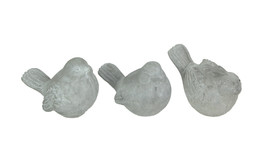 Scratch &amp; Dent Set of 3 Natural Gray Cement Songbird Statues Indoor Outdoor - £23.60 GBP