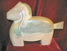 Solid Wooden Hand Carved Painted Horse European Signed - £60.46 GBP