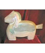 Solid Wooden Hand Carved Painted Horse European Signed - £60.09 GBP
