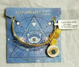 Alex and Ani Meditating Eye Yellow Gold Expandable Charm Bangle card and... - $24.50