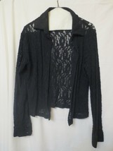 Moda International Womens Black Lace  Top  Cardigan Shrug Long Sleeve Sz L - £15.66 GBP