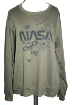 Fifth Sun Nasa Space Sweatshirt Plus Size 2X Olive Green NEW NWT - $22.50