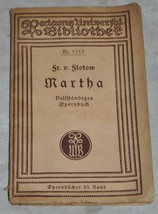 Martha Oder Der Markt Zu Richmond by Friedrich Von Flotow SoftCover Book... - £9.74 GBP