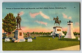 Statues Of General Buford &amp; Reynolds Gettysburg Pennsylvania Linen Postcard - £7.24 GBP