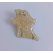 Vintage Halloween White Glittery Ghost Lapel Hat Pin - £4.25 GBP