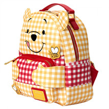 Disney Winnie the Pooh Character Face and Tummy Gingham Mini Backpack Yellow - £80.02 GBP