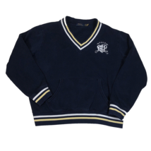 Polo Ralph Lauren Navy Blue V-Neck Sweatshirt Pouch Pocket Mens Size Large - $29.69