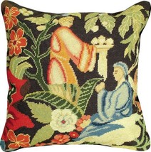 Throw Pillow Needlepoint St Cyr 18x18 Red Gray Green Gold Black Blue Yellow - $299.00