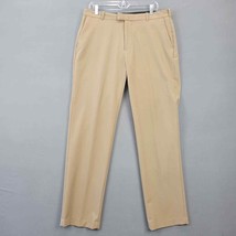 Izod Men Pants Size 34x32 Tan Khaki Stretch Straight Classic Flat Front ... - $13.01
