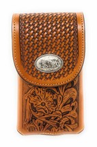 Texas West Western Cowboy Tooled Floral Leather Praying Cowboy Concho Be... - £17.13 GBP